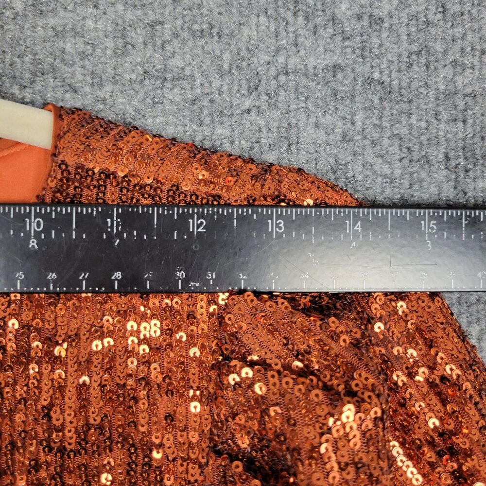 BY ANTHROPOLOGIE Marie Orange Sequin Puff Sleeve Top Event Glam Party SIZE 6 - Picture 15 of 16